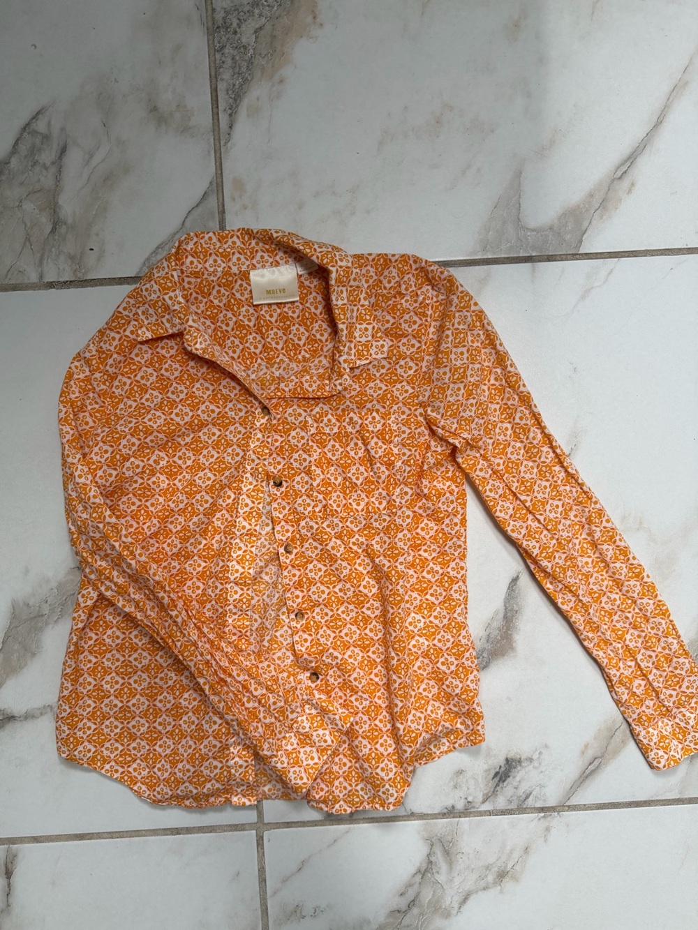 Anthropologie Orange Geometric Button-Down Shirt